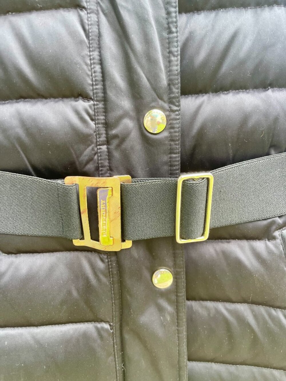 Burberry London Black Quilted Down Fox Fur Hooded Puffer Belted - Size 4. - Picture 8 of 14